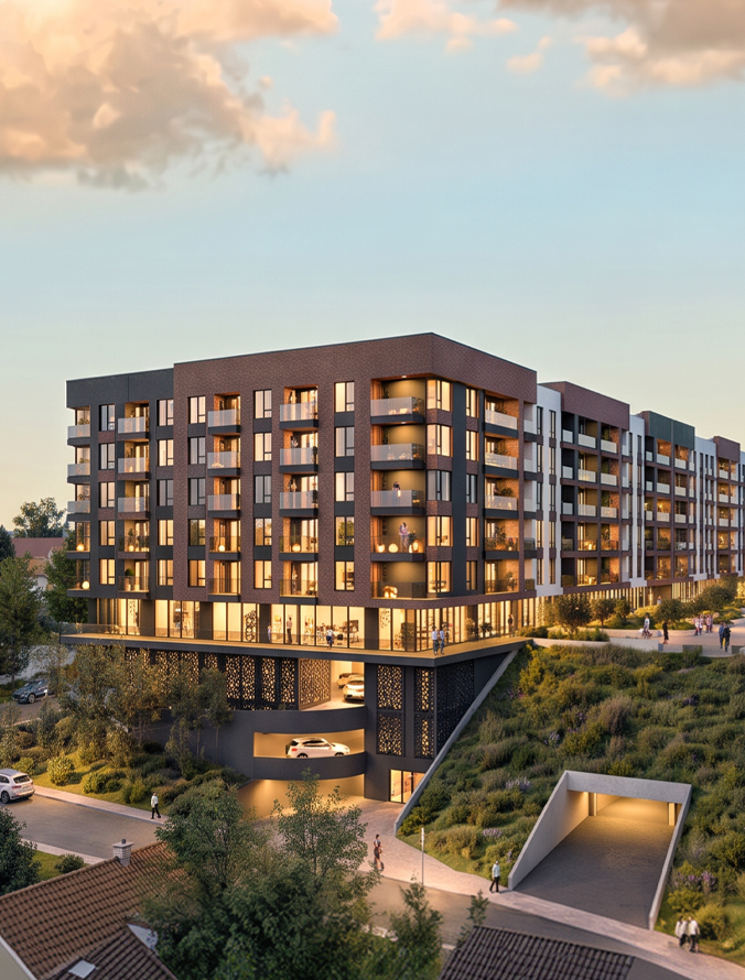 Дом HORA Residence с кирпичным фасадом и вентилируемыми панелями